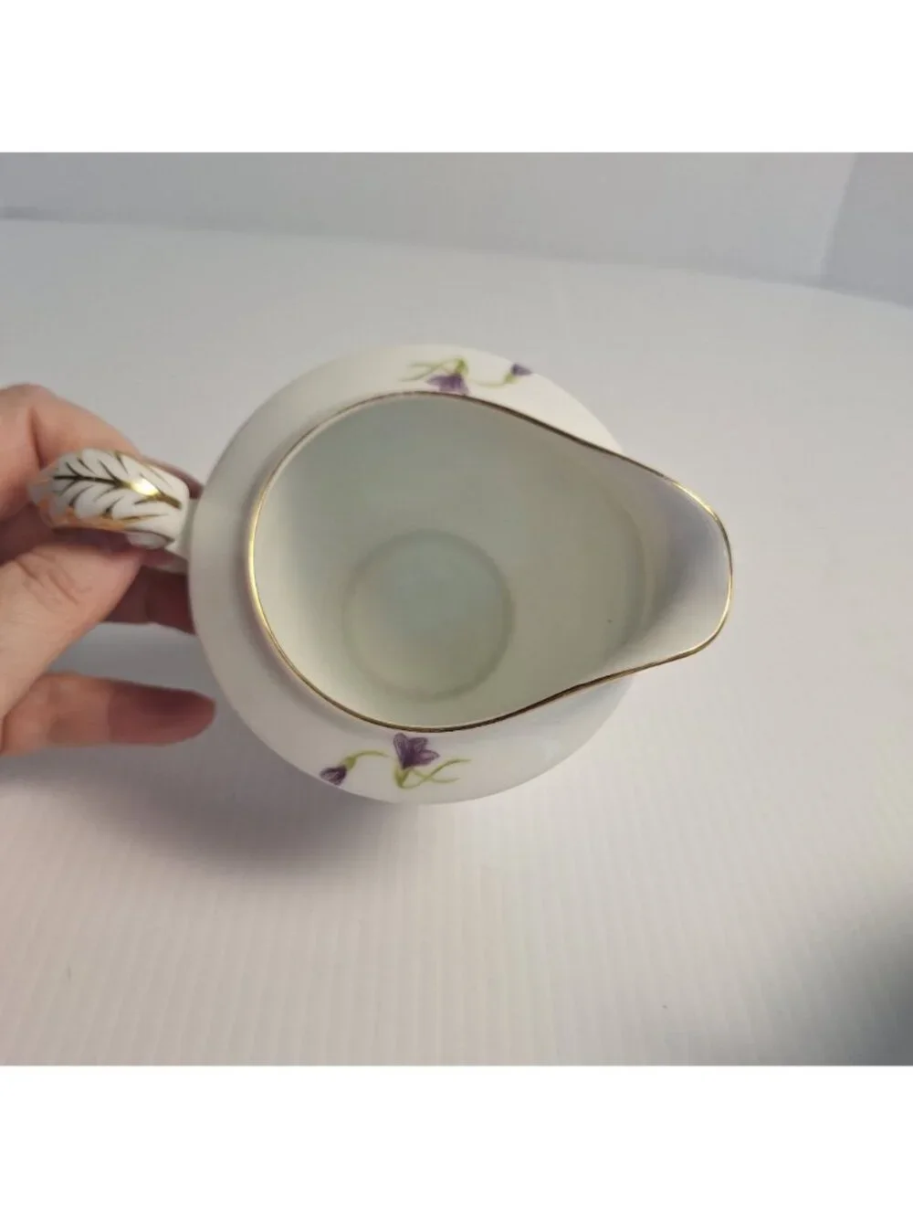 WENTWORTH CHINA JAPAN PURPLE FLORAL GOLD TRIM CREAM AND LIDDED SUGAR SET VIOLA